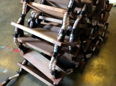 Rope Ladder black and white half way rolled up